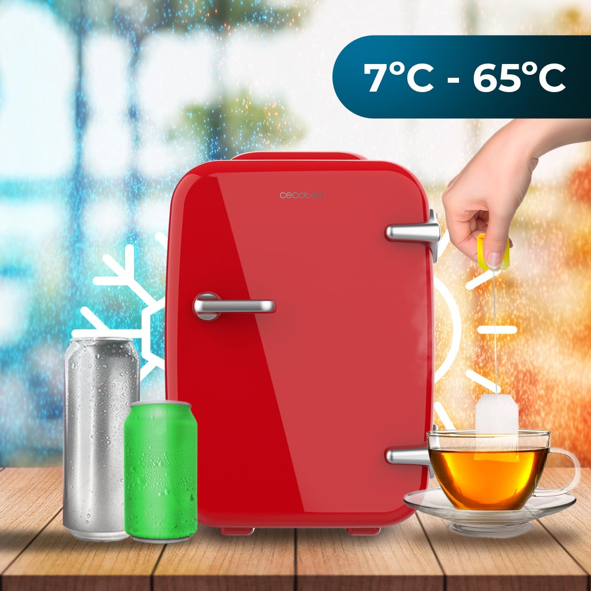 Cecotec Bolero MiniCooling 4L Mini-Kühlschrank, Kühl- & Heizfunktion, 12V/220V, Rot